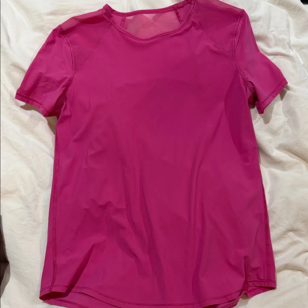 Lululemon 2 Sculpt Short-sleeve Women's Pink and Blue Tops - Picture 5 of 7